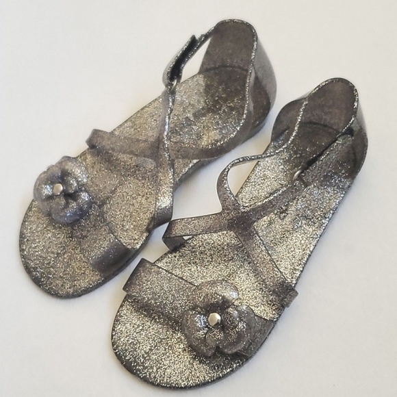 Old Navy Other - Old Navy Metallic Silver Glitter Jelly Sandals Shoes Toddler Girls Size 10
